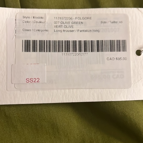 MaxMara - Olive Green Long Satin Trouser - BNWT - SZ 12 - Picture 2 of 9